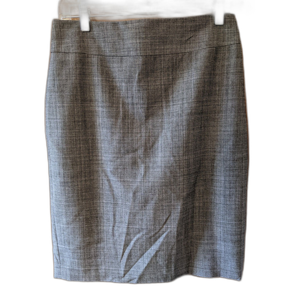 Banana Republic Skirt Glen Plaid Gray Pencil Wiggle Dark Academia Office Sz 4